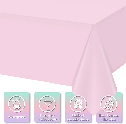 Miniatura 3 de MASHAN 6Pack de manteles para revelación de género, manteles desechables de plástico rosa y azul, fundas de mesa rectangulares para decoración