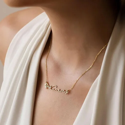 Miniatura 14 de TRANGEL Custom Birth Flower Name Necklace Personalized 18K Gold Plated Necklace Floral Pendant Jewelry Mothers Christmas Birthday Gift for Women