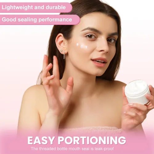 Miniatura 4 de Tarro de plástico blanco de 8 onzas (8.82 oz) con tapa de cúpula recargable, tarros cosméticos de maquillaje, crema facial vacía, bálsamo labial