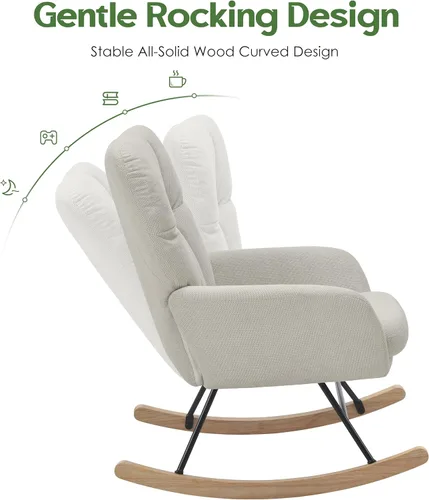 Miniatura 5 de Silla Mecedora para Guardería, Sillas Mecedoras Teddy para Bebé de Guardería, Silla de Lactancia Moderna para Amamantar, Mecedora de Guardería