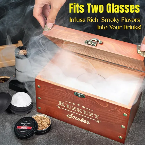 Miniatura 2 de Kit para ahumar cócteles - Kit ahumador para whisky con pistola ahumadora, caja ahumadora, astillas de madera de 6 sabores con piedras para whisky