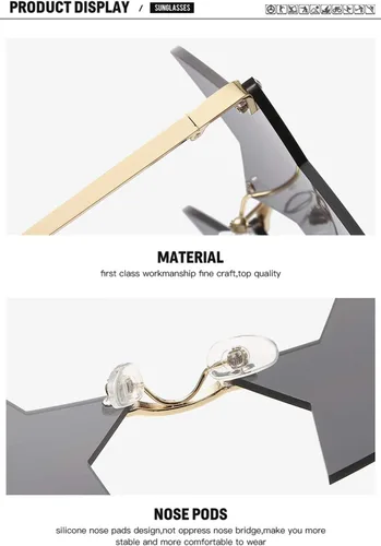 Miniatura 5 de ENTHYI Gafas de sol con forma de estrella sin montura para mujereshombres, para fiestas, personalidad, pentagrama