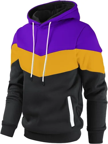 Miniatura 2 de Gesean Sudadera con capucha, de manga larga, para hombre, diseño de bloque de color, estilo informal, con bolsillo