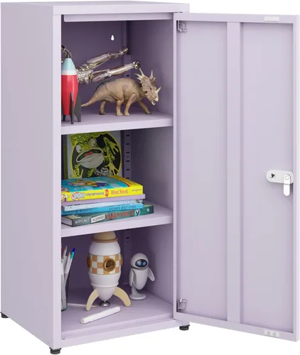 Miniatura 10 de MIOCASA Metal Storage Cabinet with Lock, 3 Adjustable Shelves Single Door Steel Locker for Home, Office & Garage (Black)