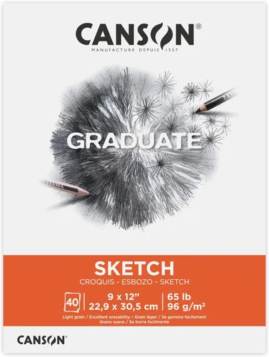 Canson Bloc de bocetos para graduados, plegable, 9 x 12 pulgadas, 40 hojas | Papel de artista para adultos y estudiantes, dibujo, bocetos y diario