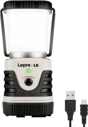Lepro Linterna LED de camping recargable de 1000 lúmenes, luz blanca de 4400 mAh con 4 modos de luz, linterna impermeable para emergencias de