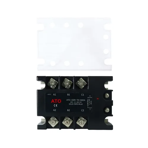 Miniatura 2 de Relé de estado sólido ATO SSR-60DA CC a CA, relé trifásico con indicador LED, entrada 3-32V CC, salida 24-480V CA (60A)