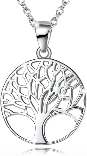 Agvana Collar de plata de ley regalos para el día de San Valentín para su familia árbol de la vida collar con colgante para mujer joyería delicada