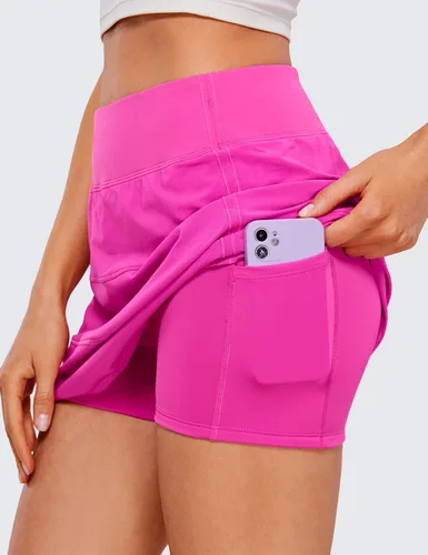 Miniatura 5 de CRZ YOGA Faldas de tenis de cintura alta para mujer con 3 bolsillos, línea A, ligeras, bonitas, atléticas, casuales, faldas pantalón