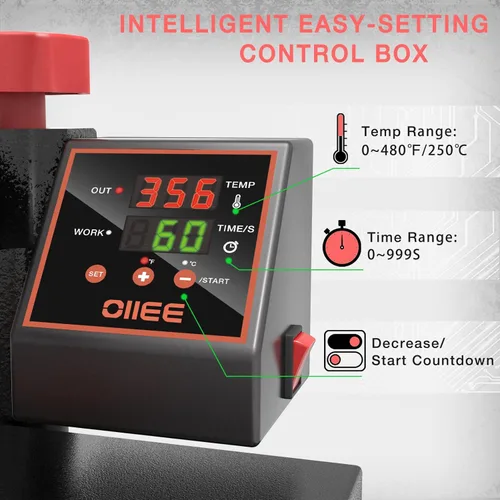 Miniatura 3 de OIIEE Máquina de prensa de calor 8 en 1 combinada prensa de calor de 15 x 15 pulgadas, máquina de transferencia de calor de 360 grados, impresión