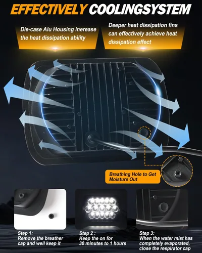 Miniatura 4 de CO LIGHT Faros delanteros LED rectangulares de 7 x 6, 5 x 7, haz alto/bajo, faros delanteros sellados compatibles con Cherokee XJ Wrangler YJ