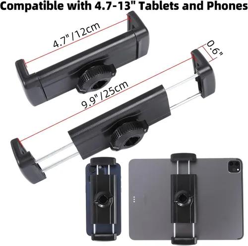 Miniatura 5 de Soporte para tablet para soporte de micrófono/cinta de correr/bicicleta giratoria/cochecito/carrito de golf/manillar/bicicleta estacionaria, soporte