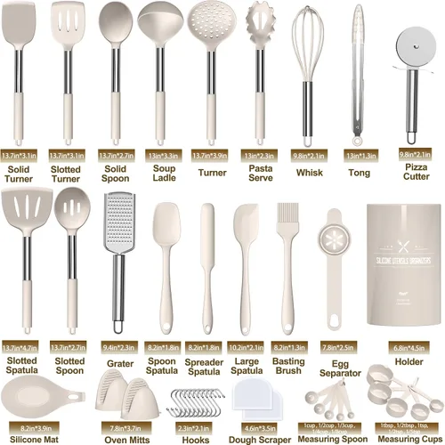 Miniatura 3 de Umite Chef Juego de utensilios de cocina de silicona, 43 espátulas con mango de acero inoxidable, antiadherente, resistente al calor, el mejor juego