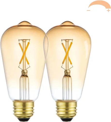Bombillas LED regulables Edison de 2 W, 2700 K blanco cálido (vidrio ámbar) ST19/ST58, base E26, paquete de 2