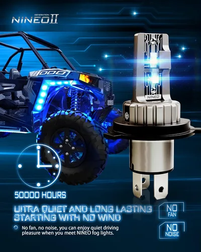 Miniatura 3 de NINEO Bombillas H4, bombillas 9003, 300% superbrillantes, blanco frío 6500K, tamaño mini real 1:1, Plug and Play, accesorio de deportes motorizados