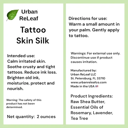Miniatura 6 de Urban ReLeaf ¡Seda de piel de tatuaje! ¡Cura la tinta nueva rápido! ¡Ilumina los tatuajes viejos! Ungüento de crema de manteca de karité 100%