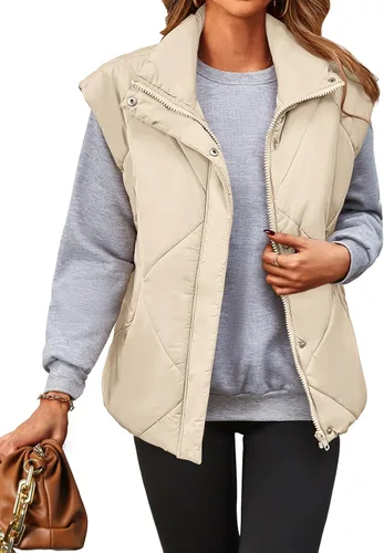 Miniatura 3 de MEROKEETY Chaleco acolchado de invierno para mujer 2024 con cuello alto, con cremallera, con bolsillos
