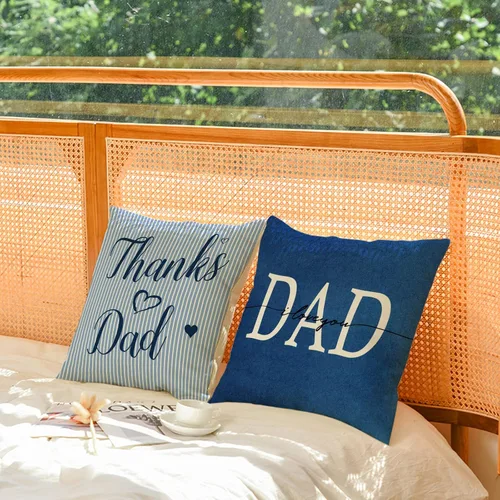 Miniatura 3 de YeeJu Juego de 4 fundas de almohada para el Día del Padre de 16 x 16 pulgadas, fundas de almohada con texto en inglés "I Love Dad", fundas