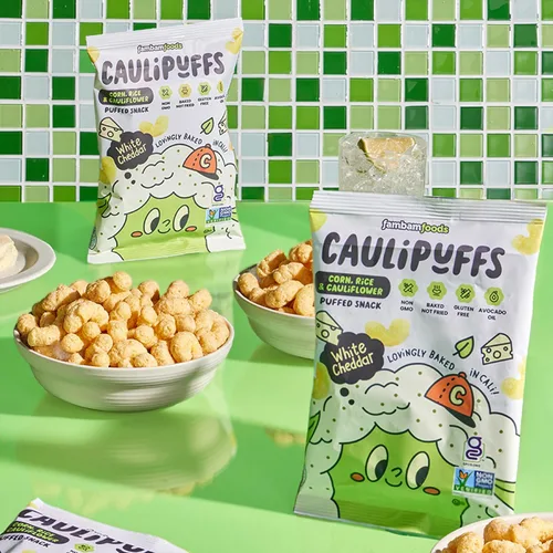 Miniatura 4 de CauliPuffs - Bocadillo inflado sin gluten de maíz, arroz y coliflor (15 bolsas de 0.75 onzas, queso cheddar blanco)