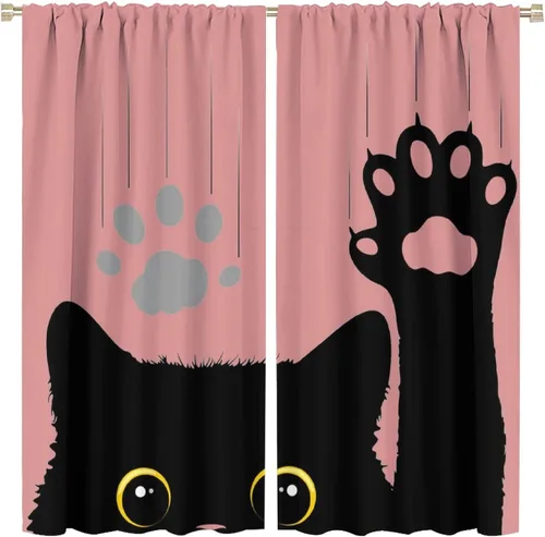 Miniatura 11 de Cortinas opacas de gato abstracto, arte simple, universo planeta, dibujos animados, lindo, divertido, colorido, gato, azul, niños, niñas, niños