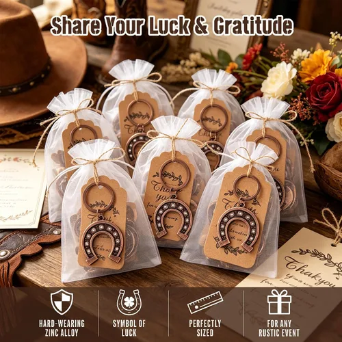 Miniatura 5 de 50 Pcs Lucky Cast Iron Horseshoe Bottle Opener with Kraft Tags Sheer Bags, Good Luck Keepsake for Rustic Wedding Bridal Shower Birthday Bar Cowboy
