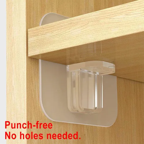 Miniatura 2 de Soporte de estante sin perforaciones, clips autoadhesivos para estantes de gabinete de cocina, estantes de libros, soportes de partición fuertes