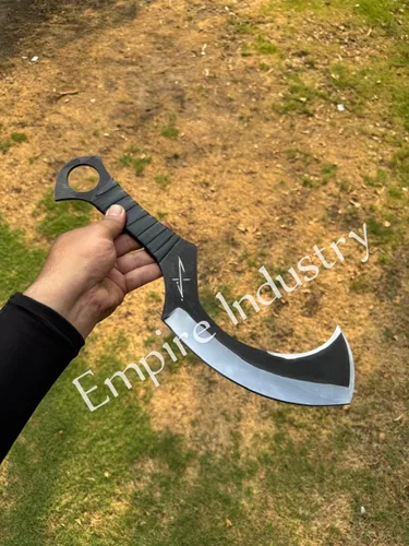 Miniatura 3 de Empire Industry - Caza de acero J2 hecha a mano personalizada de 15 pulgadas de largo Egytian Mini Khopesh con funda de cuero, agarre envuelto