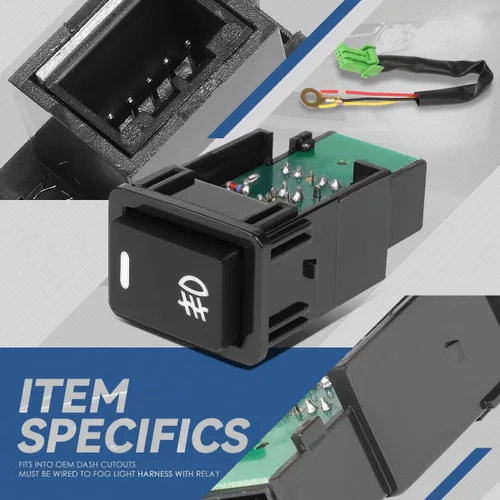 Miniatura 4 de Auto Dynasty Interruptor de luz antiniebla para montaje en tablero delantero con arnés de cableado compatible con Nissan Sentra Pathfinder Rogue