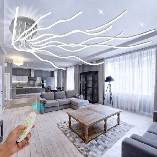 Modernas luces de techo LED para sala de estar, gran lámpara de 55.10 pulgadas, 10 luces, moderna lámpara de techo con montaje en techo, regulable