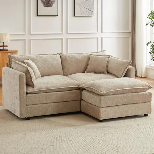 Sofá modular seccional, juego de sofá en forma de L de 77 pulgadas con reposabrazos, cómodos sofás de nube de 2 plazas para sala de estar,