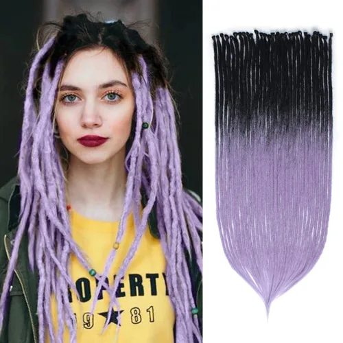 Miniatura 22 de 15 extensiones de rastas de doble extremo, 24 pulgadas, extensiones de rastas falsas de 0.6 pulgadas, color marrón degradado, extensiones de rastas
