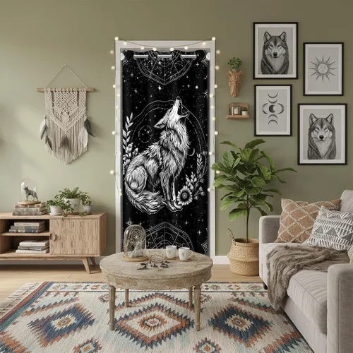 Miniatura 25 de Castle Fairy Cortina con estampado de piel de vaca para jóvenes adultos, diseño abstracto de piel de vaca blanca y granate, cortina opaca