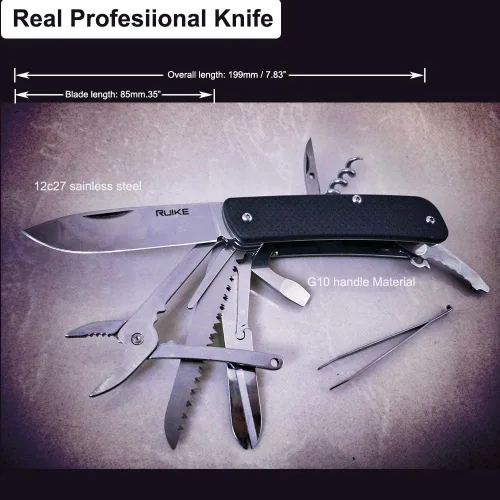 Miniatura 2 de Ruike Multitool Cuchillo de bolsillo pequeño para hombres Cuchillo plegable EDC Utility Outdoor Gear 17c27 Destornillador de acero fresco LD51