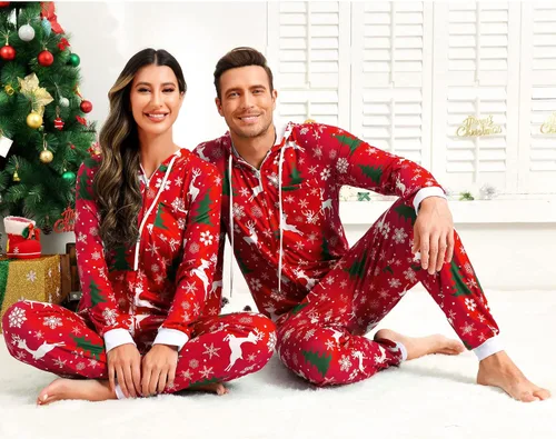 Miniatura 7 de Pijama de Navidad para adultos, mameluco para la familia, para Navidad