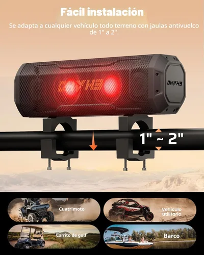 Miniatura 8 de Ehaho Barra de sonido UTV de 17 pulgadas, altavoces Bluetooth para carrito de golf de 4 altavoces [RGB y luz estroboscópica] Sistema de altavoces