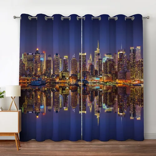 Miniatura 29 de Jekeno - Cortinas opacas de cine para dormitorio, sala de estar, carrete de película con estampado rojo y negro, con ojales, juego de 2 paneles, 52
