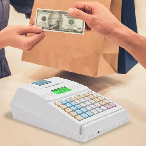 Miniatura 6 de Caja registradora electrónica de 40 teclas con cajón de efectivo, compatible con sistema antirrobo, múltiples funciones, cajas registradoras