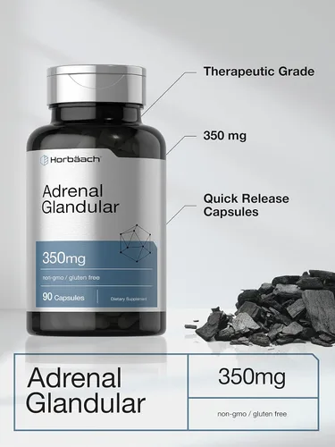 Miniatura 3 de Horbäach Glandular suprarrenal crudo 350 mg 90 cápsulas Suplemento sin OMG, sin gluten