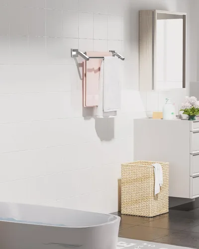 Miniatura 4 de Alise Toalleros dobles de baño, toalleros para baño, soporte de pared de 16 pulgadas, resistente acero inoxidable SUS304, toallero para toallas