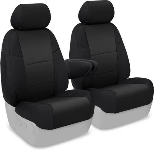 Coverking Custom Fit Center 50/50 - Funda de asiento de cubo para modelos seleccionados Chevrolet Suburban - Neopreno (negro)