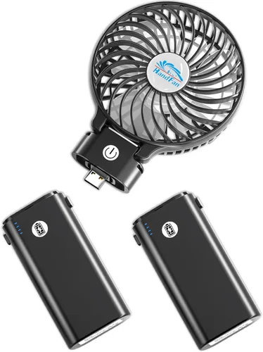 Miniatura 10 de HandFan Ventilador de mano portátil de 10400 mAh, ventilador de mano de larga duración de 40 horas recargable, mini ventiladores personales Hoja azul