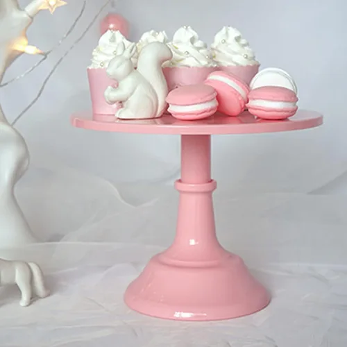 Miniatura 4 de Soporte de hierro para tartas, bandeja decorativa para cupcakes, bandeja de fruta de postre para baby shower, boda, fiesta de cumpleaños (rosa) (M)