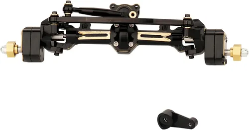 Miniatura 2 de Latón negro revestimiento completo Portal delantero y trasero ejes con servo montaje servo brazo para Axial AX24 1/24 RC 4WD Crawler coche metal