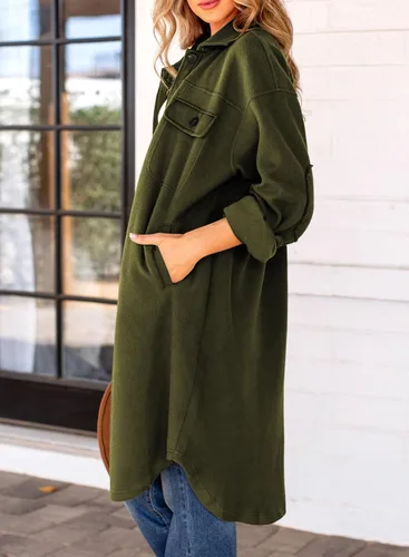 Miniatura 3 de Dokotoo Chaqueta de manga larga para mujer, para otoño e invierno, con botones, ajuste holgado