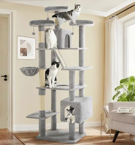 Miniatura 10 de Made4Pets - Árbol alto para gatos, torre de árbol para gatos de interior grande y adulto, torre moderna para gatos con poste rascador, hamaca