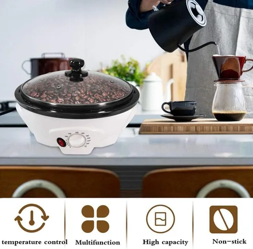 Miniatura 4 de JIAWANSHUN Tostador de café eléctrico 17.64 oz Tostador de grano de café 32.0-464.0 °F antiadherente para el hogar granos de cacahuete tostador 1200