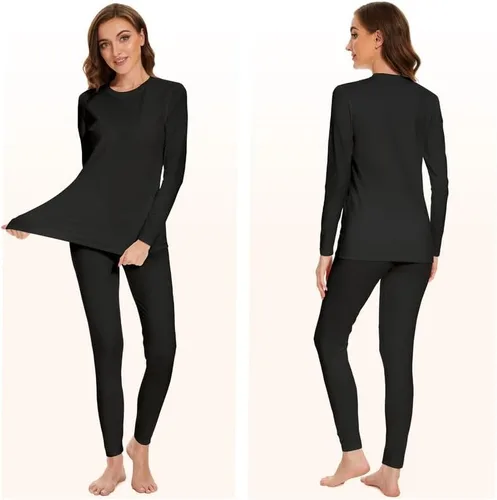 Miniatura 2 de Long Johns - Conjunto de ropa interior térmica con forro polar para mujer, ropa interior larga cálida, capa base, clima frío