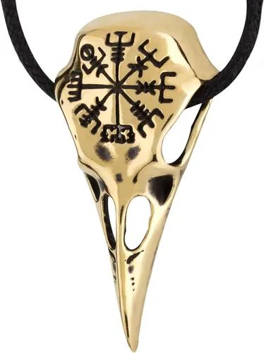 Miniatura 10 de Raven Skull Necklace with Viking Compass Vegvisir Pendant Bird Crow Odin Norse Animal Ancient Protection Amulet Talisman Nordic Goth Jewelry for Men