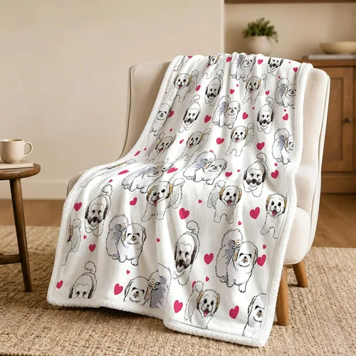 Miniatura 14 de BlessLiving Golden Retriever - Manta con patrones densos de perros, manta de forro polar Sherpa para sofá cama, manta suave y acogedora