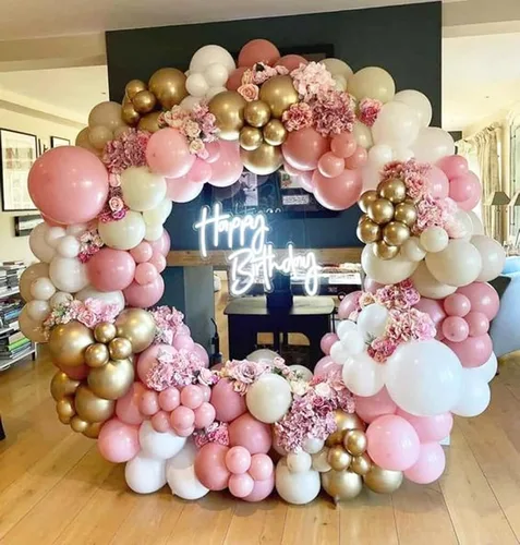 Miniatura 42 de Globos rosados y morados, 50 unidades de 12 pulgadas, globos de confeti, globos de látex metálicos rosados y morados con cinta, globos de fiesta
